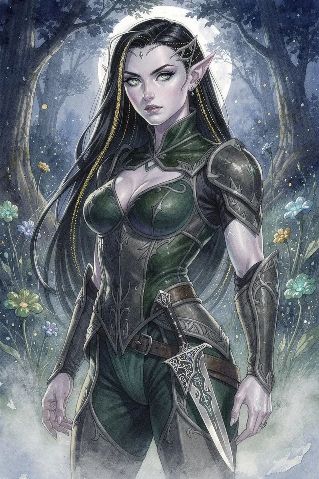 Elven rogue character artwork